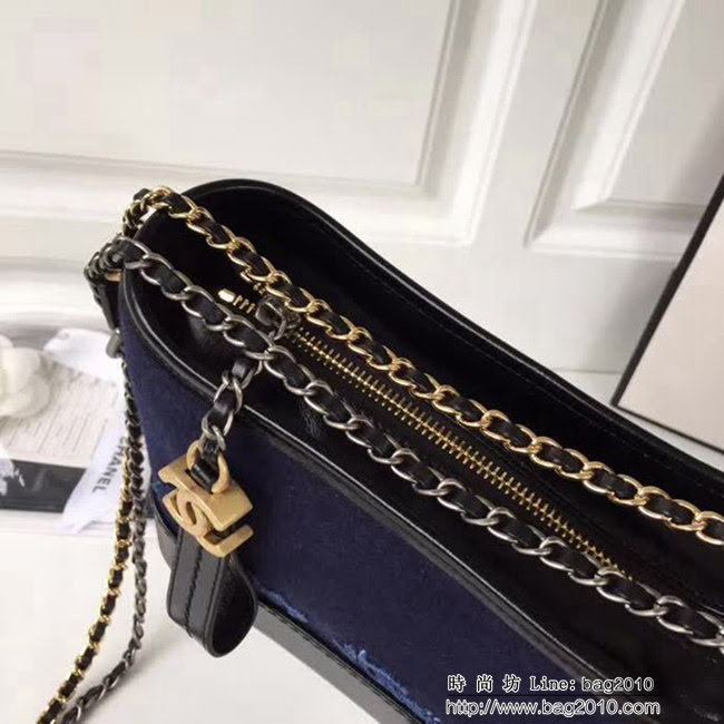 香奈兒CHANEL *Gabrielle 2018巴黎漢堡系列羊毛刺繡簽名流浪包 DSC1002